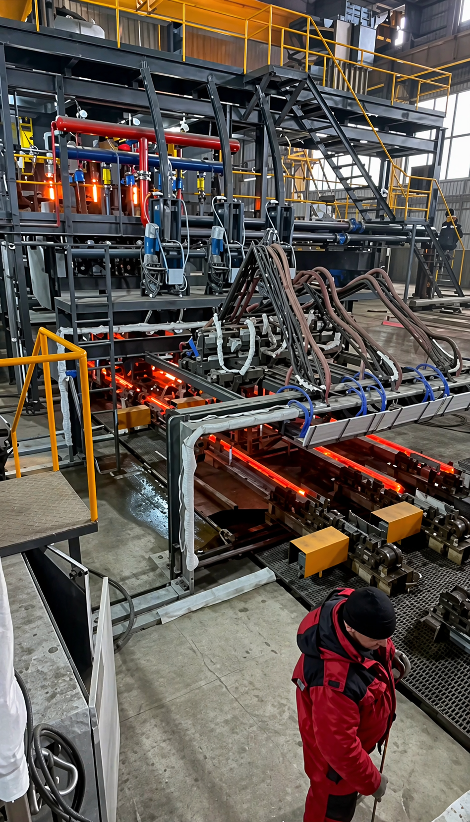 Раскаленная заготовка на линии